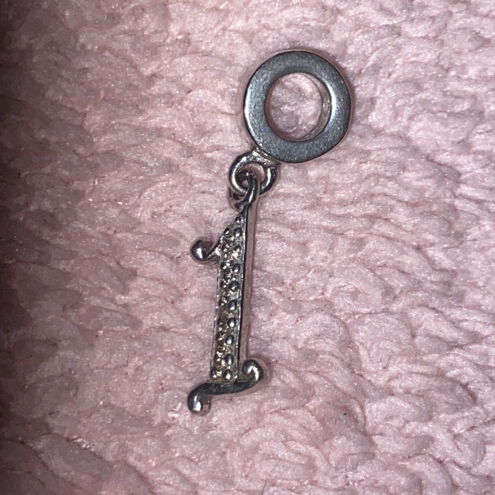 Silver #1 crystal charm